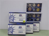 (4) US Mint Proof Sets – 1999,00,01,02