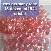 VTG W GERM 14x10MM OVAL CRYSTAL GLASS ROSE STONES