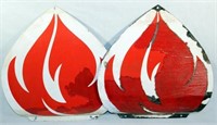 (Lot of 2) Porcelain Flame Signs