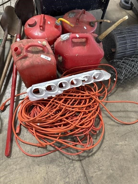 (4) Gas Cans, (2) Heavy Extension Cords.