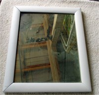 Antique Silvered Mirror In Wood Frame - 9.5" X 11"