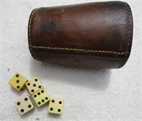 Leather Dice Cup And Dice All Vintage
