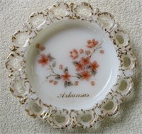 Souvenir Plate From Arkansas - Milk Glass - 8"