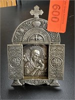 VINTAGE GREEK ORTHODOX STERLING SILVER ICON NOTE