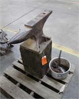 Anvil 29"x4" on Stand and Bucket of Hearty Tools