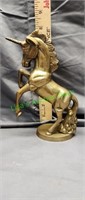 7” Vintage Solid Brass Rearing Unicorn Statue/