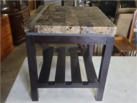 22" x 20" Stone Designed Top End Table W/Black