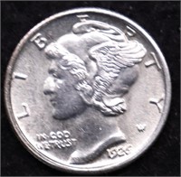 1926 CHOICE BU SPLIT BANDS MERCURY DIME