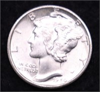 1940 GEM SPLIT BANDS MERCURY DIME