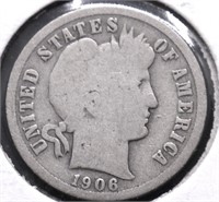 1906 BARBER DIME G