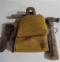 Vintage Leather Tool Pouch with Tools