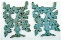 Salvaged Decorative Cast Iron Botanical Plaques