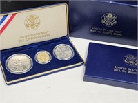 1993 Bill of Rights Coin Set $5 Gold, $ &1/2 Silve