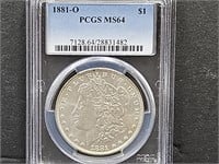 1881 O Graded MS 64 Morgan Silver $ Coin