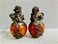 Pair of Small Foo Dogs on Ball