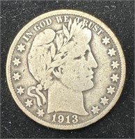 *KEY DATE* Silver 1913-S Barber Half Dollar