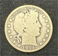 SEMI KEY DATE Silver 1914 Barber Half Dollar