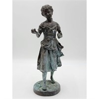 A Bronze Sculpture Of A Girl Un-Signed