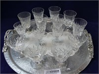 TRAY: 14PC CROSS AND OLIVE CRYSTAL STEMWARE