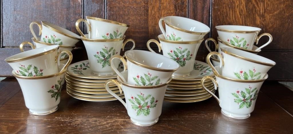 16 Lenox Holiday Cups & Saucers