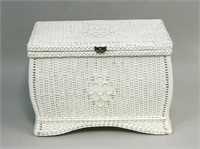 Wicker bedside storage chest with bombe front and