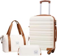 LONG VACATION Luggage 20 in (White-Brown)