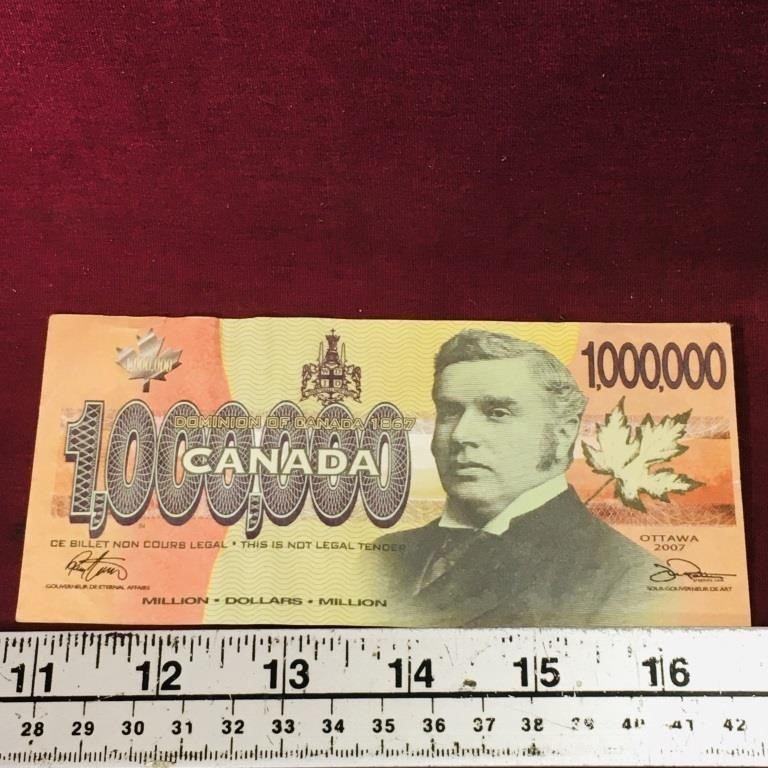 Novelty Canadian $1,000,000 Paper Money Bill