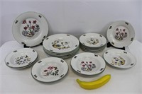 Set of Royal Cuthbertson Floral & Butterfly Dishes
