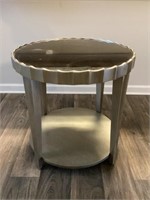 Round End Table with Mirrored Top