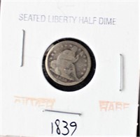 1839 Seated Liberty Half Dime - VG