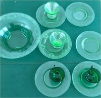 R - 11 PIECES VINTAGE GREEN GLASS (L87)