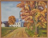 Oil Painting of Country Church