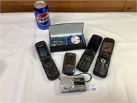 Assorted Flip Phones, AM/FM Radio & Hearing Aids