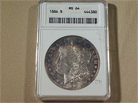 1886 MORGAN SILVER DOLLAR, MS64 (ANACS)