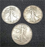 1937-P,D,S Walking Liberty Half Dollars