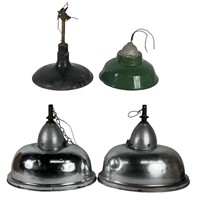 Four Vintage 1940's Industrial Lights