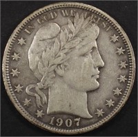 1907 BARBER HALF DOLLAR XF