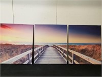 16x19-in 3 piece canvas beach picture set