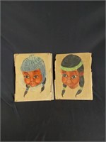 2 Aborigina Art "Small Girl"