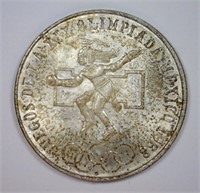 MEXICO: 1968 Silver 25 Pesos Olympics BU