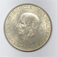 MEXICO: 1955 Silver 5 Pesos Hidalgo Issue UNC