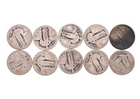 (10) Random Date Standing Liberty Quarters-90%