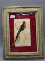 VTG matted/framed Mexican feather art bird artwork