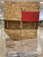 SKID OF 15+ OSB SEWING MACHINE BOXES