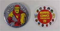 Vtg 1966 Marvel Iron Man Club & 1975 Con Pinbacks