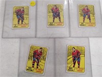 5 Topps hockey cards - Montreal Canadiens 1966-67