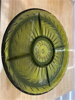 Laurel Green Indiana Glass Serving Platter