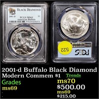 2001-d Buffalo Black Diamond Modern Commem $1 Grad