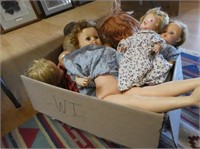 Box of vintage dolls - as is