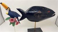 2019 Tom Gladwin Fish Sculpture 12x12” & Tucan